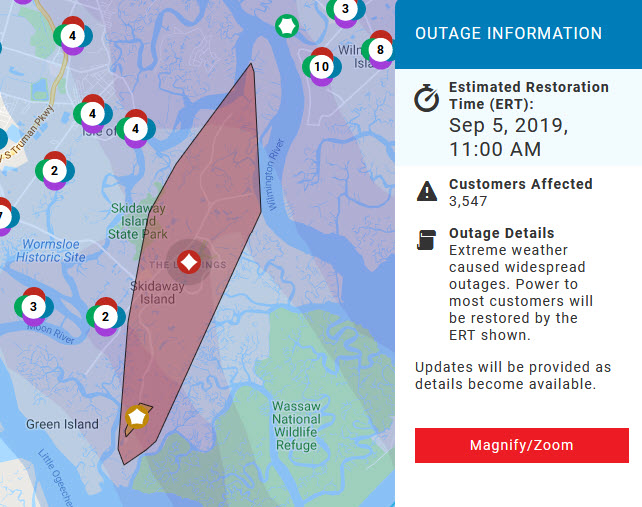 Widespread Power Outages Begin on Skidaway